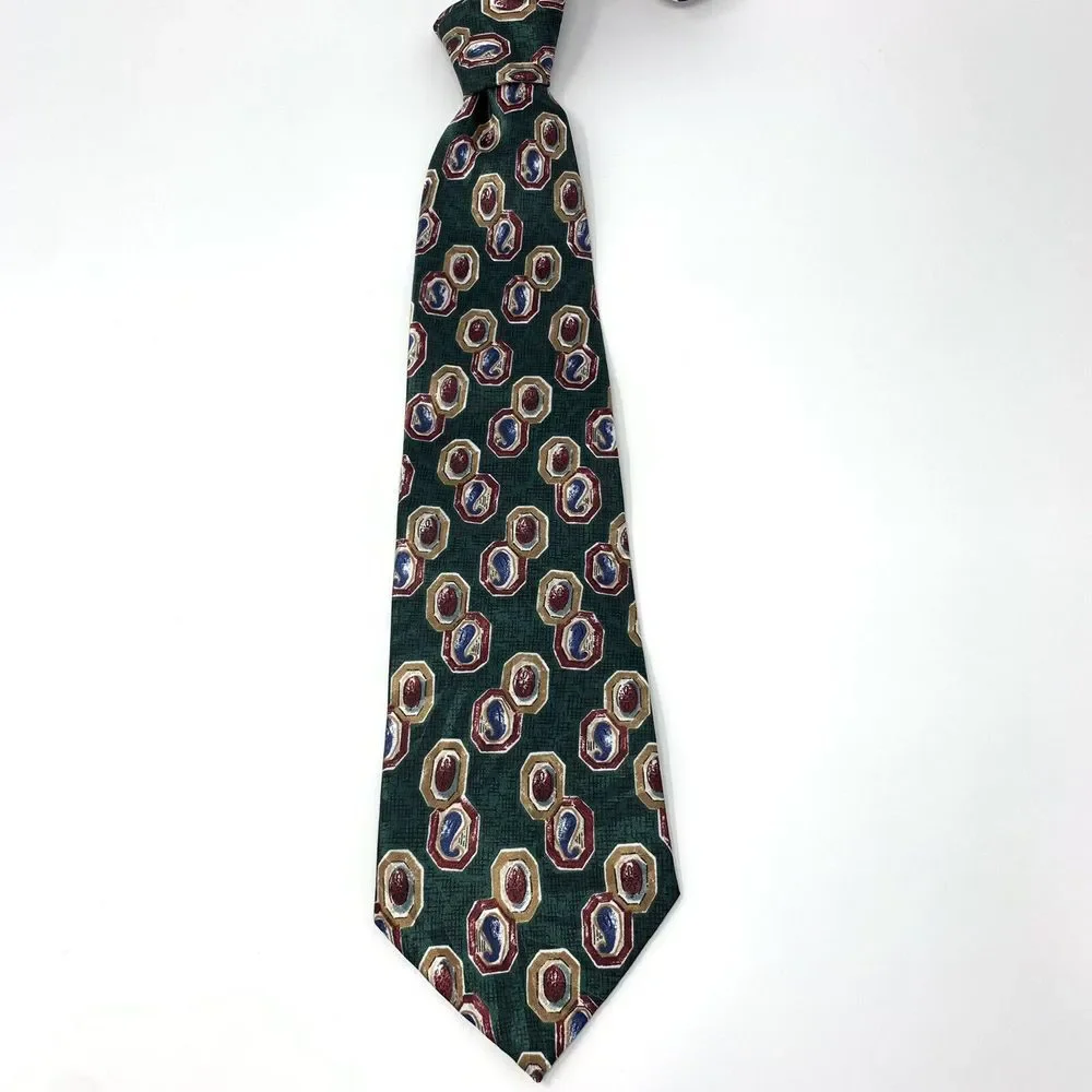 Wembley Green with abstract Pattern Polyester Men's Neck Tie Length 58